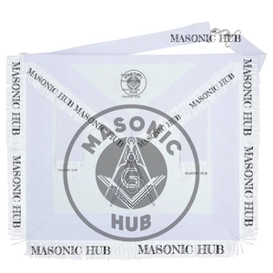 Masonic Regalia All White Master Mason Apron  Blue Lodge With Embroidery- Fringe - Picture 1 of 7