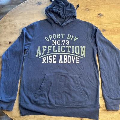Sudadera con Capucha Affliction Rise Above Deportes Azul MEDIANA Prelavada NUEVA SIN ETIQUETAS SUAVE Foto 1 de 4