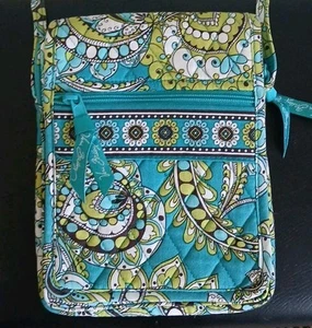 Vera Bradley Teaol Blue Turquoise Paisley Crossbody Flap Top Organizer Bag Small - Picture 1 of 11