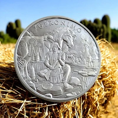 Monarch Precious Metals Legendary Warriors Geronimo 1 oz .999 Fine Silver Round - Image 1 of 2