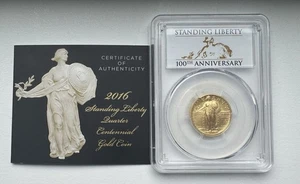 2016-W Standing Liberty Quarter-Gold coin-PCGS SP69-1st Str-100th Ann - INV#7613 - Picture 1 of 5