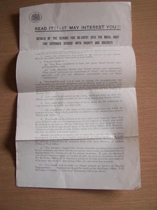 Reentrada en la Royal Navy Formulario Segunda Guerra Mundial 1939 Servicio Extendido Naval Chatham - Imagen 1 de 3