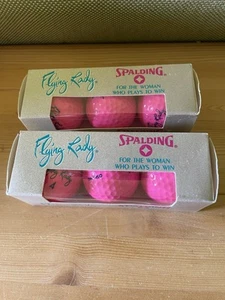 LOT OF 2 - Vintage Spalding Pink FLYING LADY Golf Balls 3 Packs (6 Balls) - Picture 1 of 1