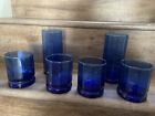 VTG (6)Cobalt DrinkingGlasses Paneled And (4) Tumblers 5.5&quot; (2) Large 8? ESSEX