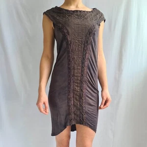 Allsaints Hand Dyed Silk Laced Quilted Dress Size 4 Punk Goth Emo Vintage Retro - Picture 1 of 24