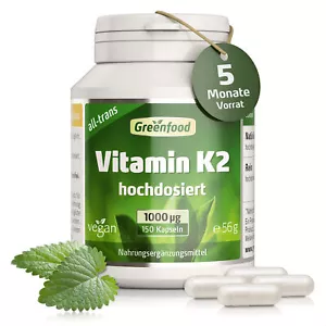 Vitamin K2 (MK7, all-trans), 1000 µg, hochdosiert, 150 Kapseln – vegan - Bild 1 von 7