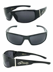 Choppers Biker Mens Designer Sunglasses Black Frame Smoke Lens - Picture 1 of 4