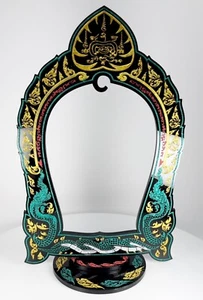 Black & Gold Thai Buddha Themed Hanging Charm / Amulet / Medal Display Stand - Foto 1 di 2