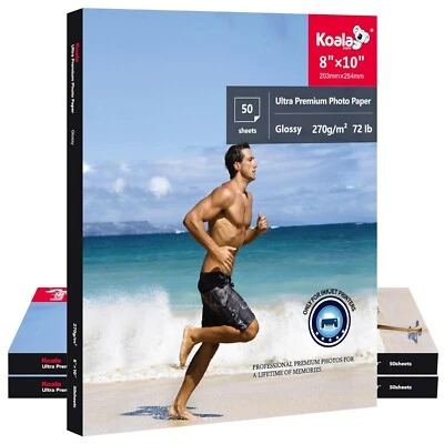 Koala Ultra Premium Glossy Photo Paper 8x10 200 Sheets 72lb Inkjet Printers - Image 1 of 4