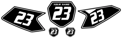 Suzuki DRZ70 DRZ50 Pre-Printed Black Backgrounds White Pinstripe & Numbers Foto 1 de 3