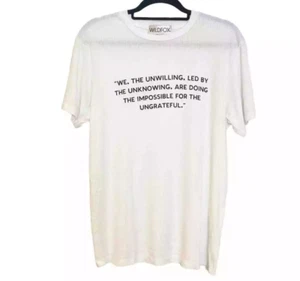 Wildfox Womens Medium We The Unwilling Statement Ribbed Crew Neck Boyfriend Tee - Picture 1 of 1