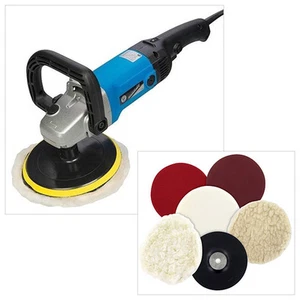 SILVERLINE 1200W 180mm SANDER BUFFER & POLISHER + 8PC SANDING & POLISHING KIT - Picture 1 of 3