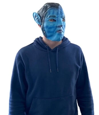 Jake's Blue Avatar Mask Overhead Full Face & Ears Space Costume Fancy Dress - Image 1 of 4