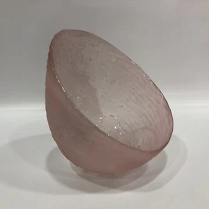 Murano Style Hand Blown Art Glass Pink SpecKled Swirl Candy Dish Bowl 6” Tall - Picture 1 of 9