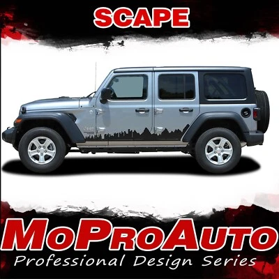 Jeep Wrangler JL Side Door Vinyl Graphics City Scene SCAPE Body Decal Stripes - Image 1 of 4