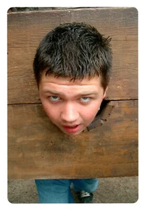 Funny Happy Birthday Wooden Head Shackles Medieval Party Hallmark Greeting Card  - Picture 1 of 3