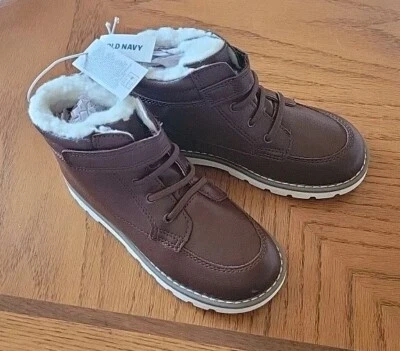 Botas Sherpa/Imitación Cuero Marrón Azul Marino Antiguas para Niños Talla 11 Nuevas con Etiquetas Foto 1 de 4