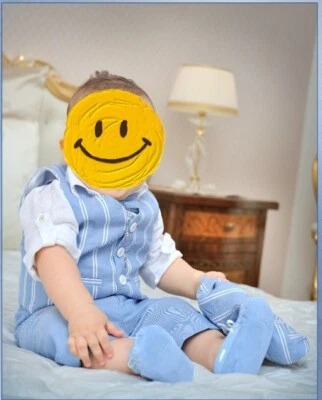 Abito vestito completo battesimo cerimonia bimbo 6pz COLORICHIARI taglia 12 mesi - Immagine 1 di 2