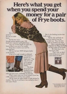 1978 Frye Western Cowboy White & Brown Boots Sexy Blonde Vintage Print Ad 1970s - Picture 1 of 1