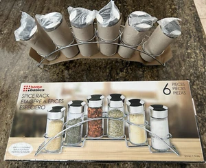 HOME BASICS Halbmond Design Metall geschwungenes Gewürzregal mit 6 LEEREN Gläsern OB - Bild 1 von 2