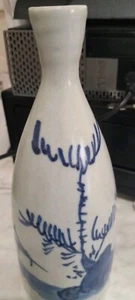 Botella de sake de cerámica japonesa Tokkuri Imari Ware? Sometsuke Flor Azul - Imagen 1 de 9