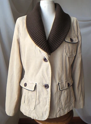 CHAQUETA PANA MERONA BOTÓN DELANTERO MANGA LARGA 100% ALGODÓN BEIGE ABRIGO SUAVE L Foto 1 de 4