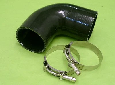 Burstflow Silicone Hose Arch 90 Grad 76mm Black +2 Clips Silicone Trousers - Image 1 of 3