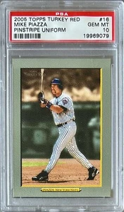 2005 TOPPS TURKEY RED #16 MIKE PIAZZA HOF PSA 10 GEM MT METS ** POP 5 ** - Picture 1 of 2