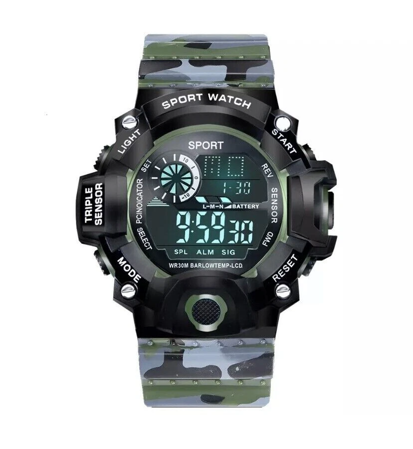 Relojes para hombre cara grande ejército camuflaje deportes digital a prueba de golpes Foto 1 de 1