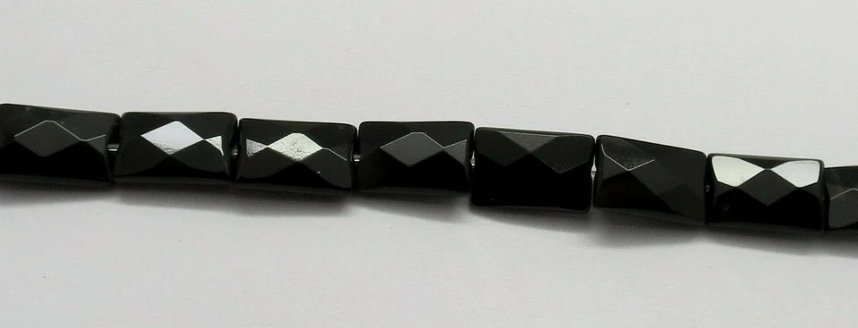 01 Natural Gemstone Black Onyx Beads 8x12mm Faceted Beads 15 Inch Long Strand - Image 1 of 3