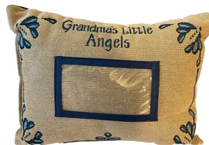 Grandma's Little Angels" 3"x5" Photo- Tapestry Pillow 12"×8.5" Granny Core READ - Picture 1 of 7
