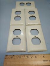 5-Vintage Sierra Ivory Duplex receptacle Wall Plate Cover Ribbed Bakelite S5