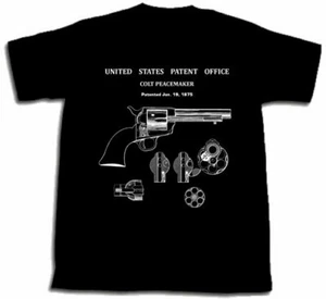 NEW COLT PEACEMAKER PISTOL PATENT T-SHIRT Mason 45 Cal Gun Peace T SHIRT - Picture 1 of 1