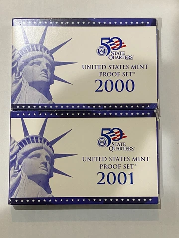 2000 & 2001 US Mint Proof Sets  ~  Complete in Mint Boxes w/ COA Cover