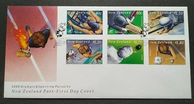 2000 New Zealand Sports Olympic & Sporting Pursuits 6v Stamps FDC - Image 1 of 2