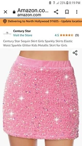 Girls Plus Sequined Pink Pull on Elastic Skirt. 24” Waist Approx Sz. Xl. Fuzzy. - Picture 1 of 10