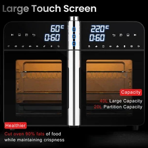 Convection Oven 40L Electric Cooker Dual Space Air Fryer Kitchen French Door - Picture 1 of 9