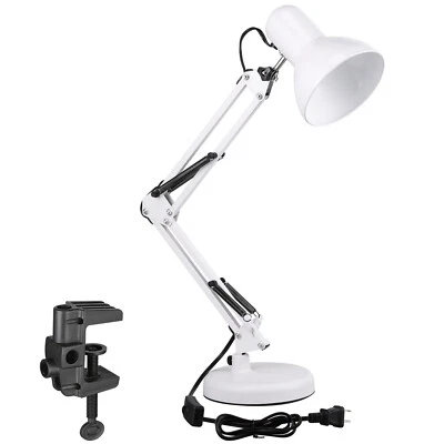 Metal Swing Arm Desk Lamp, Multi-Joint, Adjustable Arm, White Finish - Image 1 of 4