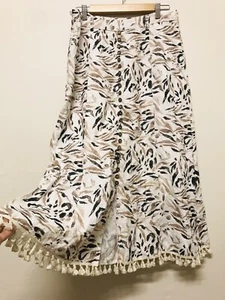 G D S By HELENA M Damas Talla L Traje AUS 12100% Lino Estampado Animal Falda Midi - Imagen 1 de 9