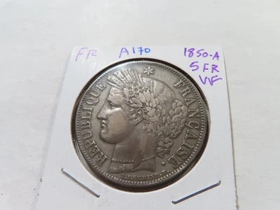 A170 Francia 1850-A plata 5 francos en muy buen estado Foto 1 de 2
