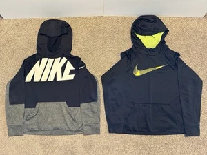 NIKE Youth Boys XL Pullover Hoodie Dri-Fit Black Gray LOT OF 2 - Picture 1 of 14