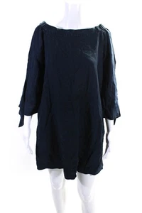 Abito donna Tibi spalle scoperte maniche lunghe blu navy cotone taglia 4 LL19LL - Foto 1 di 6