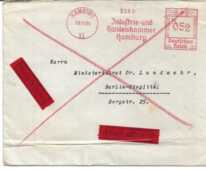 GERMANY 1935 HAMBURG REG MACHINE CANCEL WITH GERMAN INSIGNIA TO BERLIN REF 5543 - Picture 1 of 2