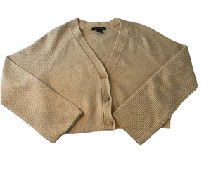Tahari Beige Cropped Button Cardigan Pullover Damen Medium Kuschelig Strick Weich Herbst - Bild 1 von 8