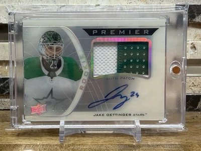 2020-21 UD Premier Rookie Patch Autograph Jake Oettinger /99 Dallas Stars RPA RC - Image 1 of 2