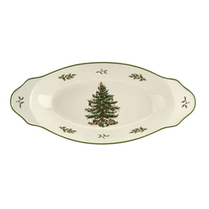 New Spode Christmas Tree Handled Serving Platter 15.25 Inch - Picture 1 of 5