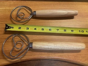 Set of 2 Wooden Handled Danish Dough Bread Whisks / Tools, NEW - Picture 1 of 1