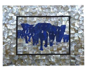 Elephant Art Inlay Wall Highlighhter 15 x 18 Inches White MOP Coffee Table Top - Picture 1 of 6