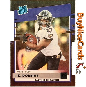 2020 J.K. Dobbins Panini Donruss Rated Rookie Press Proof 1/1 Rc Rookie # 311 - Picture 1 of 4