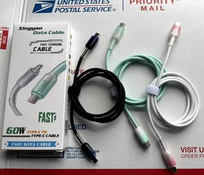 3-PACK - ⚡Fast Charger⚡ USB C to USB C Cable Male Cord Charging Type C Cable - Image 1 of 4